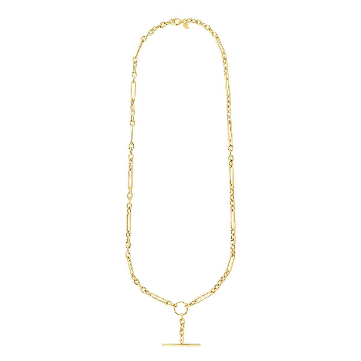 Short Chain Link Necklace Featuring Toggle Closure and Cross (147188)